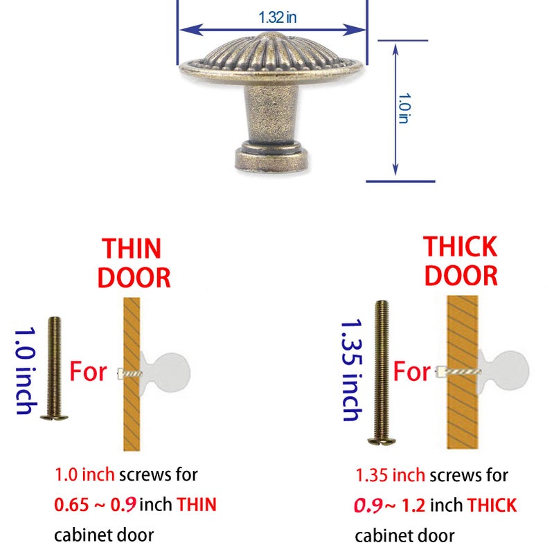 trust4care 15-Pack Antique Brass Kitchen Cabinet Knobs Pulls, Zinc Weathered Brass Round Dresser Drawer Knobs with Sunburst Pattern, Vintage Farmhouse Sideboard Handle Hardware - Image 4
